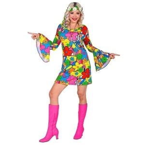 Groovy Hippie Go-Go Dress w/ Headband 60's 70's Halloween Costume Cosplay EUC